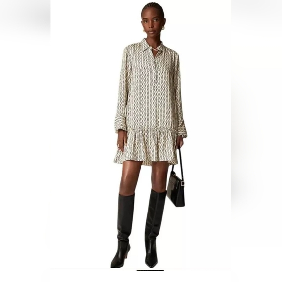 J. Crew Ameila Popover Shirt-Dress In Vintage Links Print. Size Ladies L - Picture 1 of 13